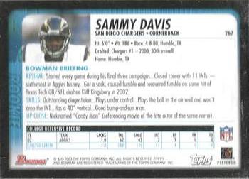 2003 Bowman - Uncirculated Gold #267 Sammy Davis Back
