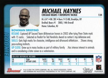 2003 Bowman - Uncirculated Silver #134 Michael Haynes Back