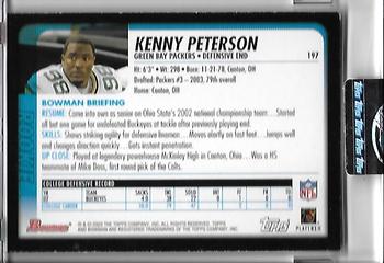 2003 Bowman - Uncirculated Silver #197 Kenny Peterson Back