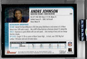 2003 Bowman - Uncirculated Silver #200 Andre Johnson Back