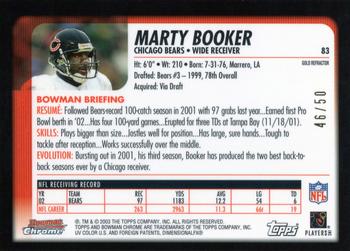 2003 Bowman Chrome - Gold Refractors #83 Marty Booker Back