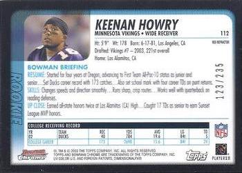 2003 Bowman Chrome - Red Refractors #112 Keenan Howry Back