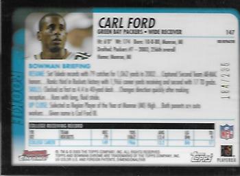 2003 Bowman Chrome - Red Refractors #147 Carl Ford Back