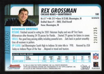 2003 Bowman Chrome - Red Refractors #180 Rex Grossman Back