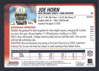 2003 Bowman Chrome - Refractors #43 Joe Horn Back