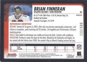 2003 Bowman Chrome - Refractors #46 Brian Finneran Back