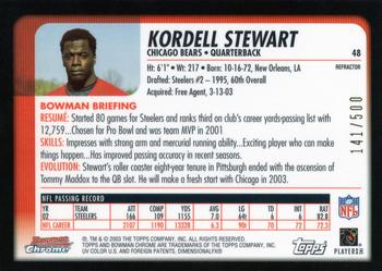 2003 Bowman Chrome - Refractors #48 Kordell Stewart Back