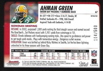 2003 Bowman Chrome - Refractors #67 Ahman Green Back