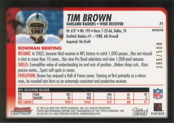 2003 Bowman Chrome - Refractors #71 Tim Brown Back