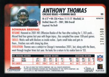2003 Bowman Chrome - Refractors #99 Anthony Thomas Back
