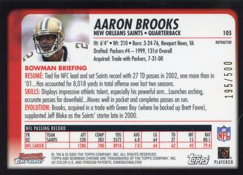 2003 Bowman Chrome - Refractors #105 Aaron Brooks Back