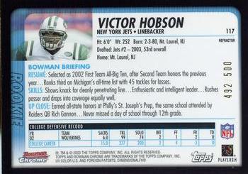 2003 Bowman Chrome - Refractors #117 Victor Hobson Back