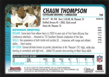 2003 Bowman Chrome - Refractors #165 Chaun Thompson Back