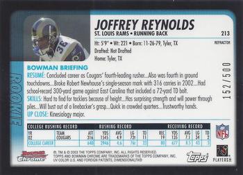 2003 Bowman Chrome - Refractors #213 Joffrey Reynolds Back
