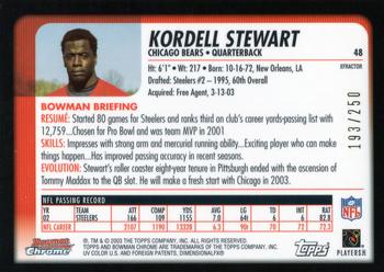 2003 Bowman Chrome - Xfractors #48 Kordell Stewart Back