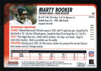 2003 Bowman Chrome - Xfractors #83 Marty Booker Back