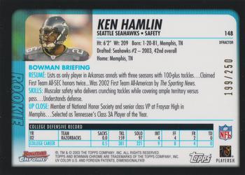2003 Bowman Chrome - Xfractors #148 Ken Hamlin Back