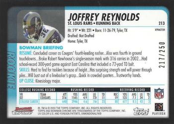 2003 Bowman Chrome - Xfractors #213 Joffrey Reynolds Back