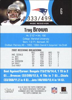 2003 Bowman's Best - Blue #6 Troy Brown Back