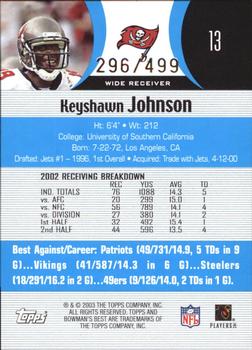 2003 Bowman's Best - Blue #13 Keyshawn Johnson Back