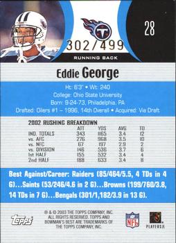 2003 Bowman's Best - Blue #28 Eddie George Back