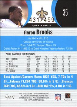 2003 Bowman's Best - Blue #35 Aaron Brooks Back