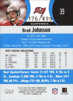 2003 Bowman's Best - Blue #39 Brad Johnson Back