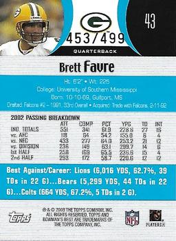 2003 Bowman's Best - Blue #43 Brett Favre Back