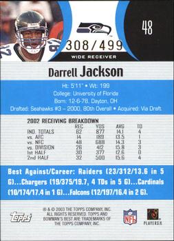 2003 Bowman's Best - Blue #48 Darrell Jackson Back