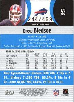 2003 Bowman's Best - Blue #53 Drew Bledsoe Back
