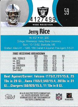 2003 Bowman's Best - Blue #59 Jerry Rice Back