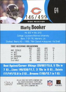 2003 Bowman's Best - Blue #64 Marty Booker Back