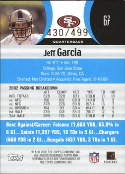 2003 Bowman's Best - Blue #67 Jeff Garcia Back