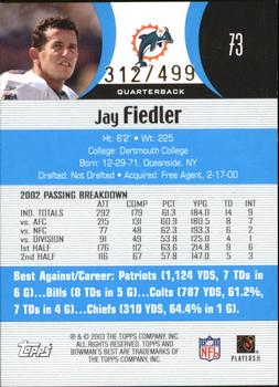 2003 Bowman's Best - Blue #73 Jay Fiedler Back