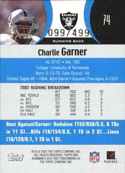2003 Bowman's Best - Blue #74 Charlie Garner Back
