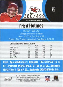 2003 Bowman's Best - Blue #75 Priest Holmes Back