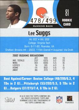 2003 Bowman's Best - Blue #81 Lee Suggs Back