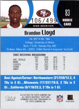 2003 Bowman's Best - Blue #83 Brandon Lloyd Back