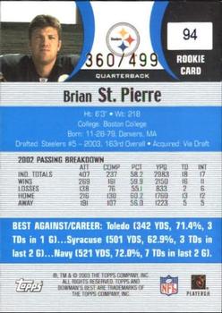 2003 Bowman's Best - Blue #94 Brian St. Pierre Back