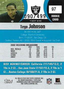 2003 Bowman's Best - Blue #97 Teyo Johnson Back