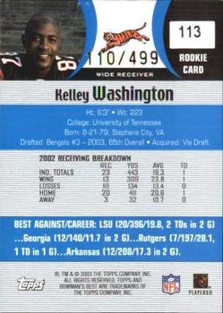 2003 Bowman's Best - Blue #113 Kelley Washington Back