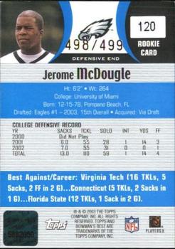2003 Bowman's Best - Blue #120 Jerome McDougle Back