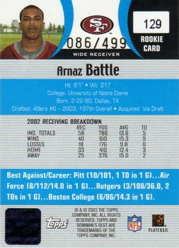 2003 Bowman's Best - Blue #129 Arnaz Battle Back