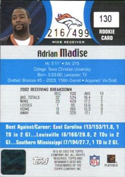 2003 Bowman's Best - Blue #130 Adrian Madise Back