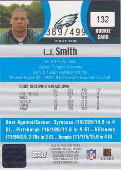 2003 Bowman's Best - Blue #132 L.J. Smith Back
