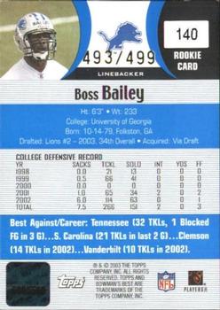2003 Bowman's Best - Blue #140 Boss Bailey Back