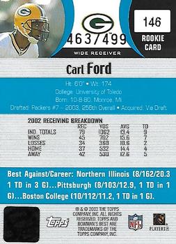 2003 Bowman's Best - Blue #146 Carl Ford Back