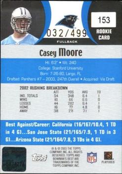2003 Bowman's Best - Blue #153 Casey Moore Back