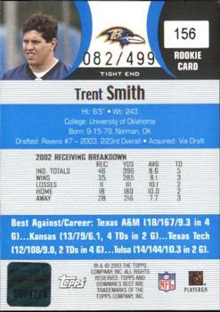 2003 Bowman's Best - Blue #156 Trent Smith Back