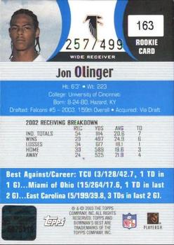 2003 Bowman's Best - Blue #163 Jon Olinger Back